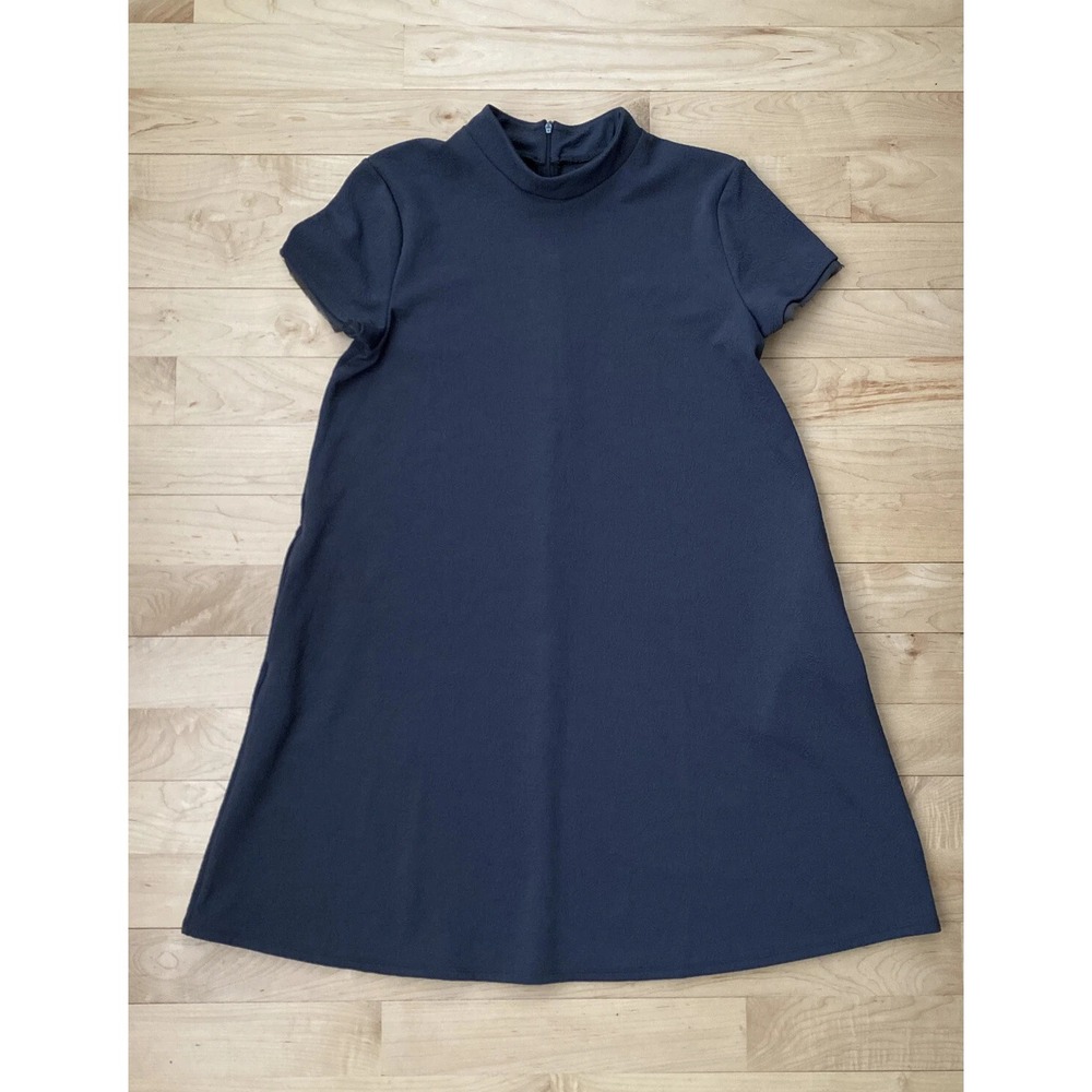 Simply Vera Wang Floral Texture Embossed A-Line Dress Womens M Blue Short Sleeve - Picture 14 of 16